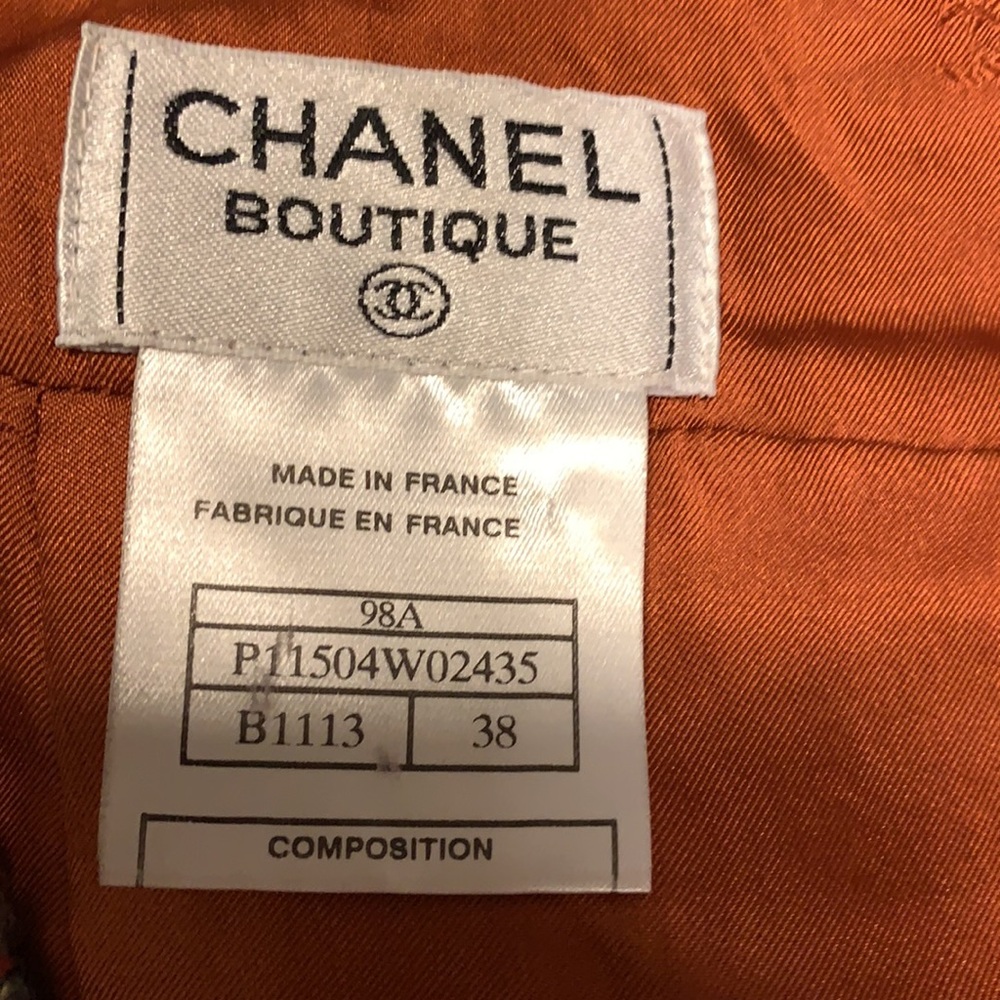 Chanel Boutique vintage skirt from fall/winter 1998 Orange & brown tweed pattern - Picture 6 of 7